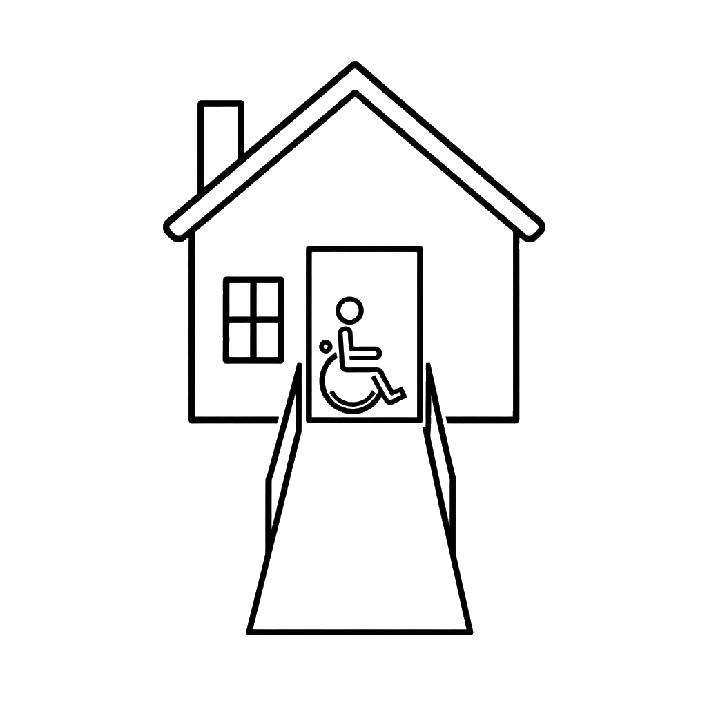 a house with a disabled logo on it